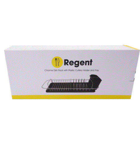 Regent Chrome Dish Rack with Black Cutlery Holder