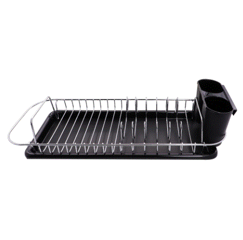 Regent Chrome Dish Rack with Black Cutlery Holder