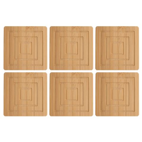Regent Bamboo Square Coasters with Slots Set of 6