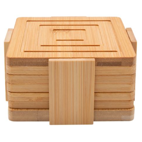 Regent Bamboo Square Coasters with Slots Set of 6
