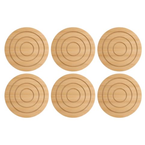 Regent Bamboo Round Coasters with Slots Set of 6