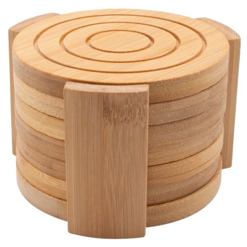 Regent Bamboo Round Coasters with Slots Set of 6