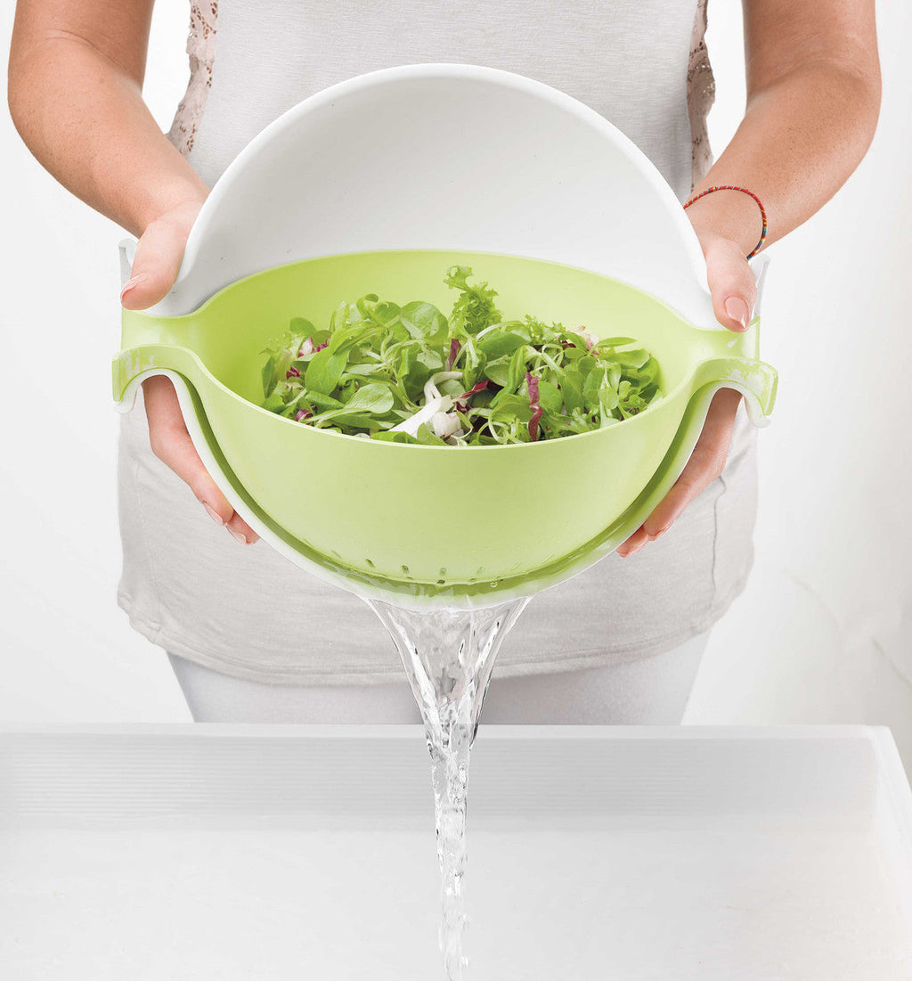 Guzzini Spin&Drain Colander&Bowl Set White&Green