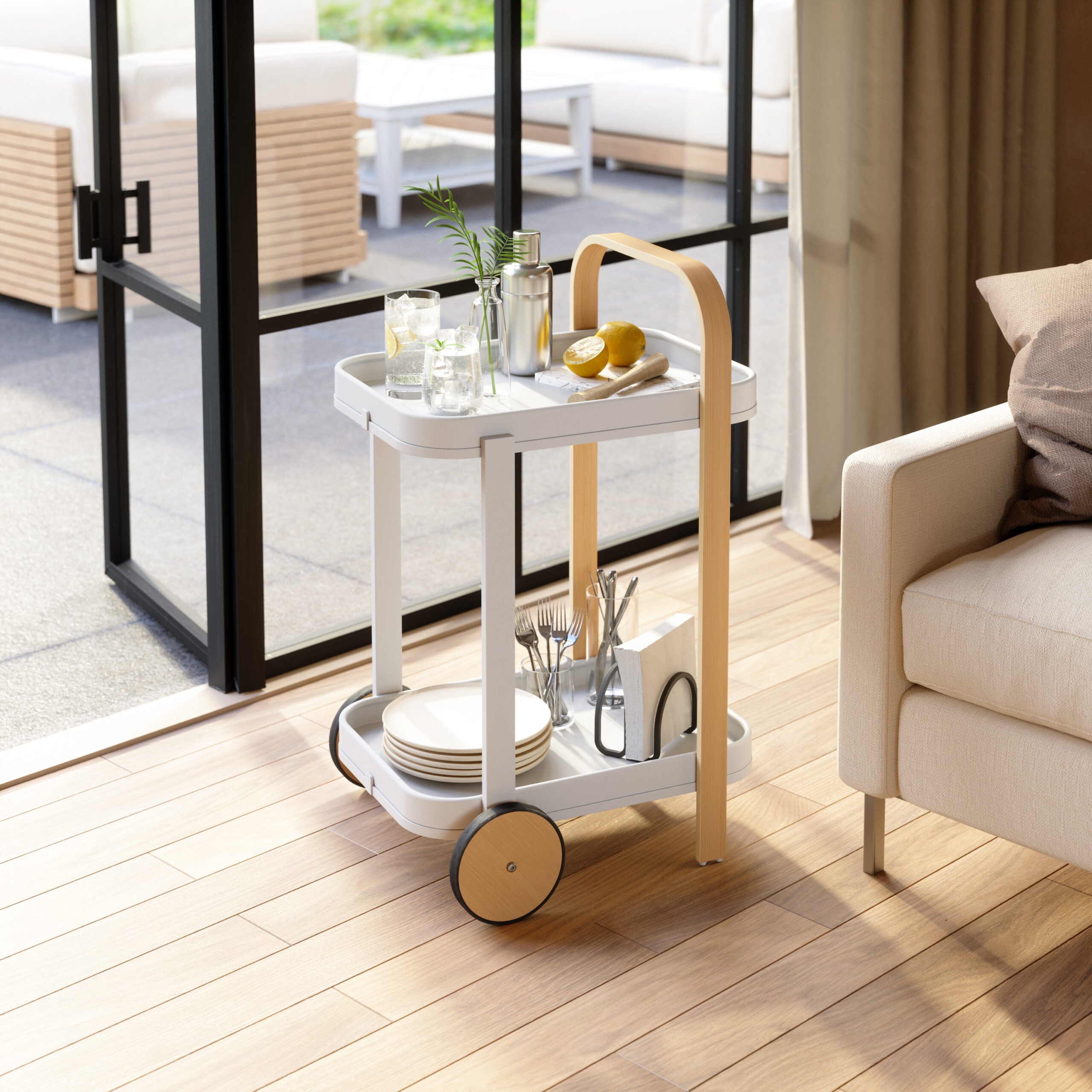 Umbra Bellwood Serving Cart White & Natural
