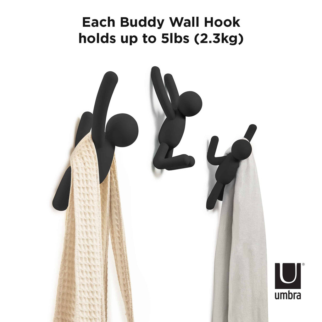 Umbra Buddy Hooks Black Set of 3