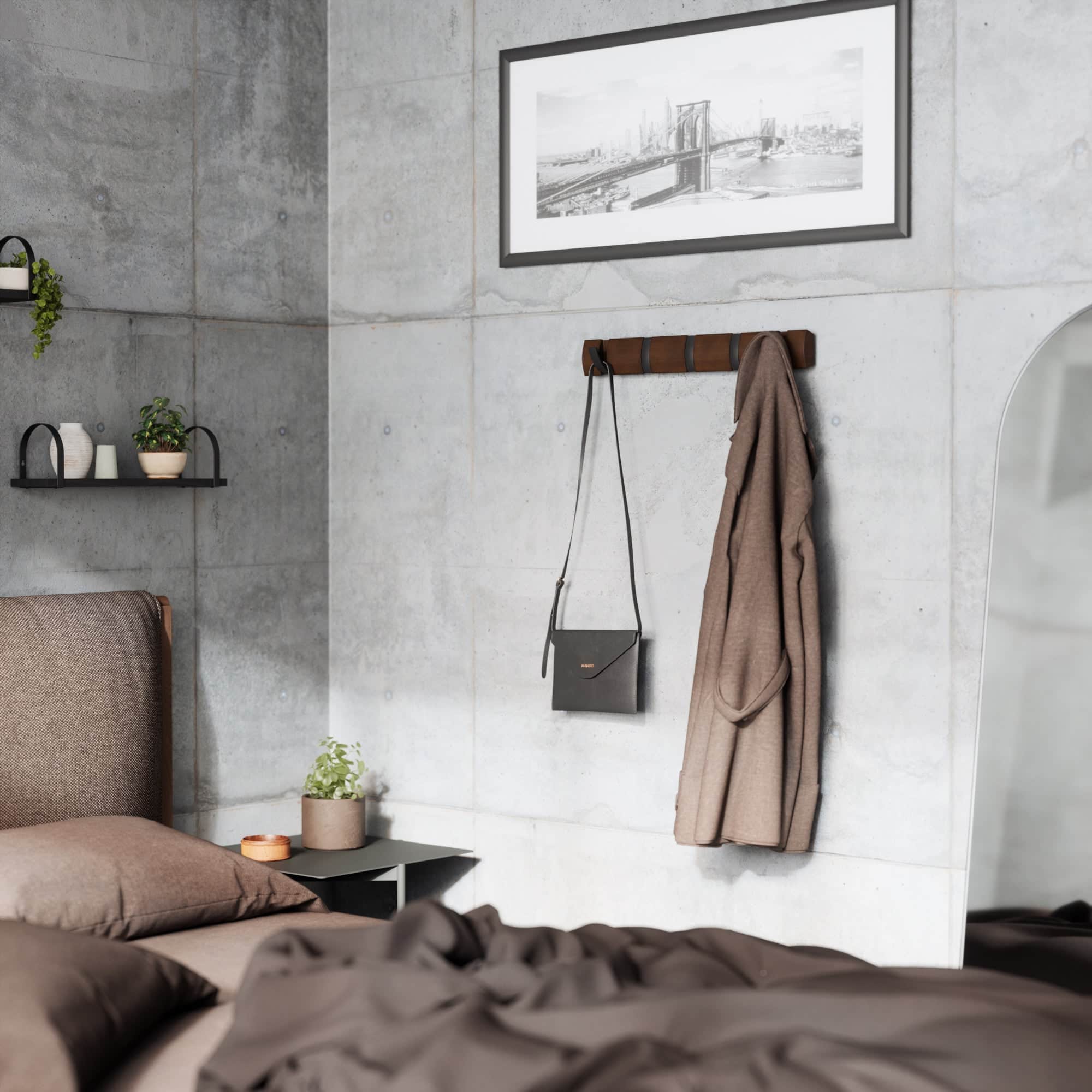 Umbra Flip Hook Set of 5 Black & Walnut