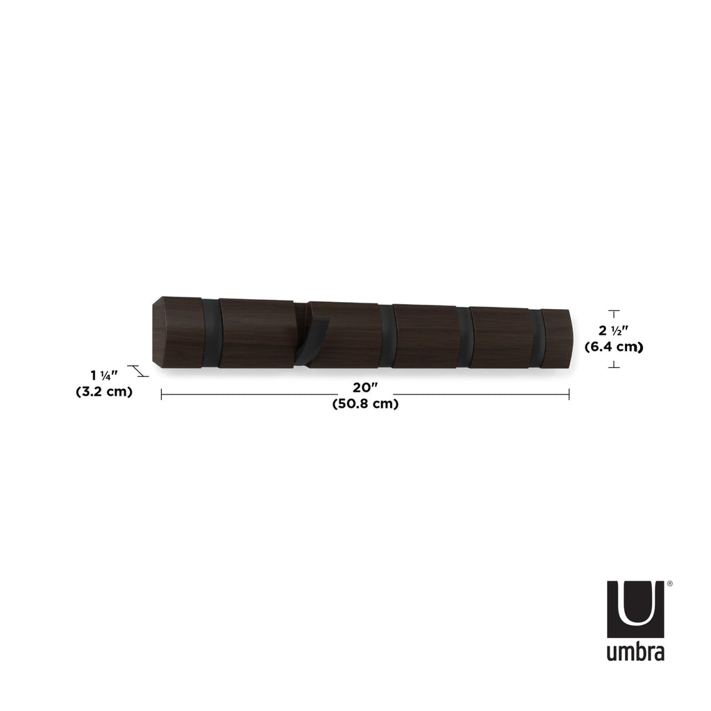 Umbra Flip Hook Set of 5 Black & Walnut