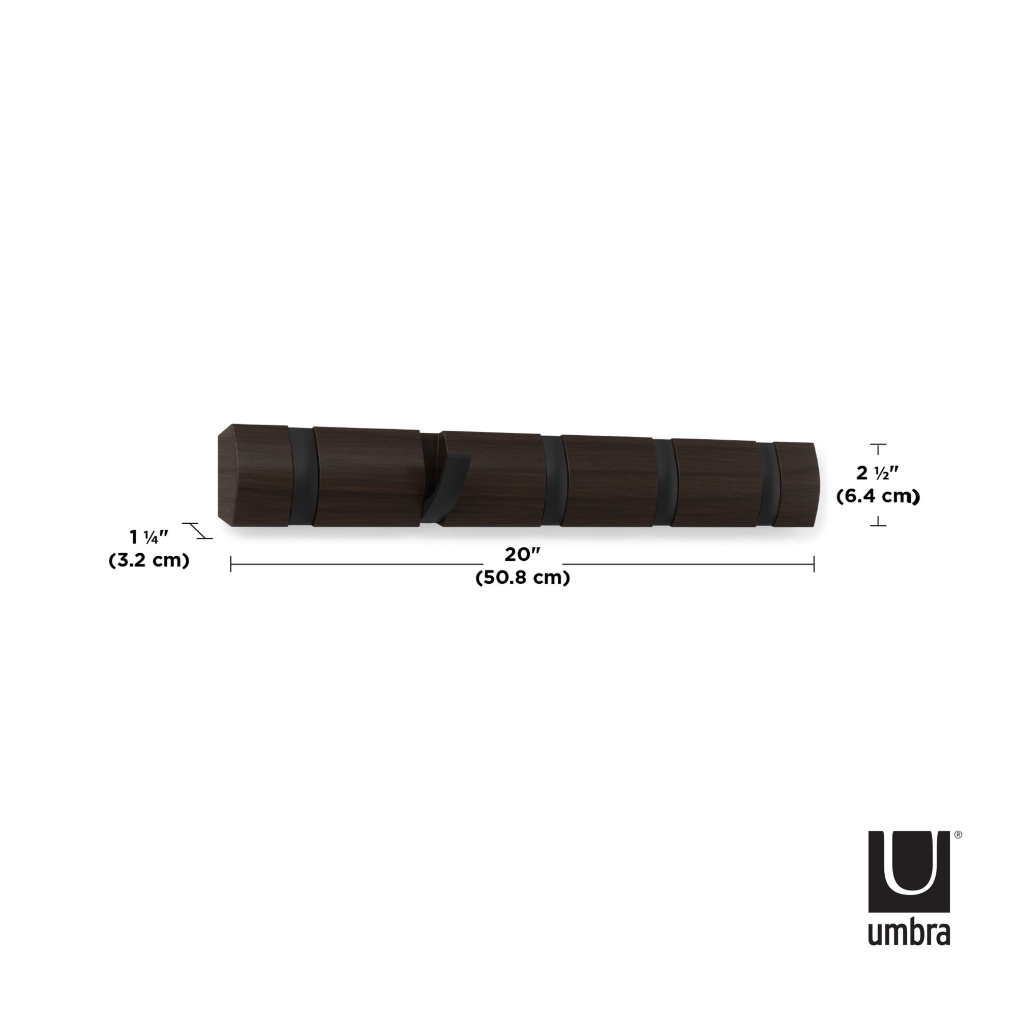 Umbra Flip Hook Set of 5 Black & Walnut