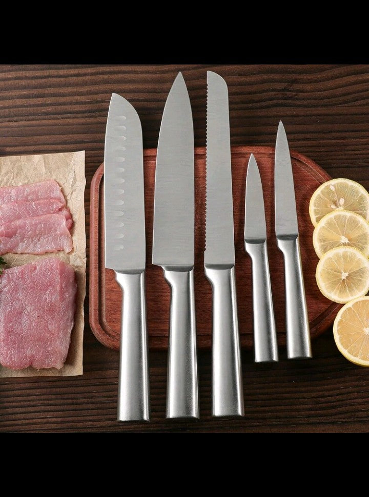 5-Piece full steel round handle Knife set