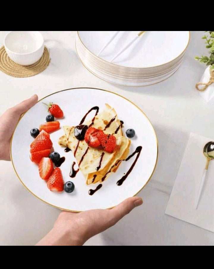 50pcs White Rimmed Plates