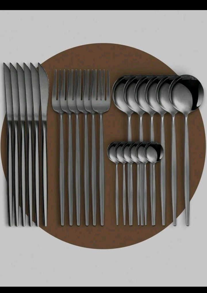 24pcs Stainless Steel Cutlery Set Knife Fork Spoon Set