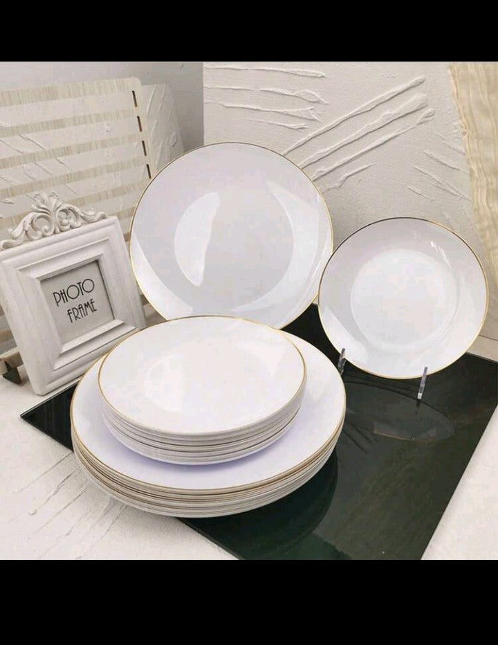 50pcs White Rimmed Plates