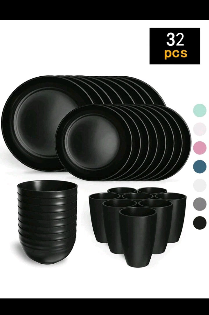 32pcs Unbreakable PP Reusable Plastic Tableware Set