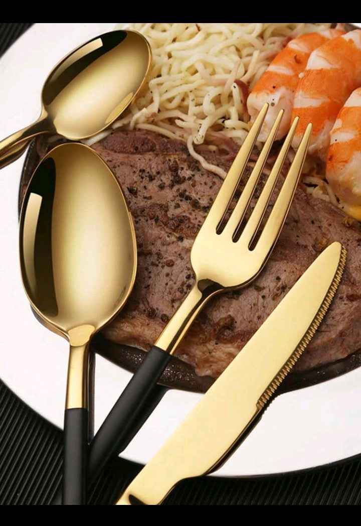 32pcs Stainless Steel Knight Design Knife Fork Spoon Cutlery Set