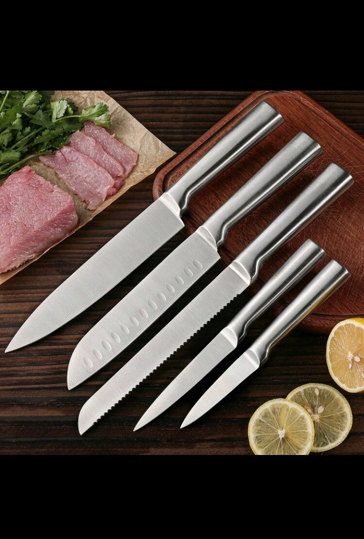 5-Piece full steel round handle Knife set